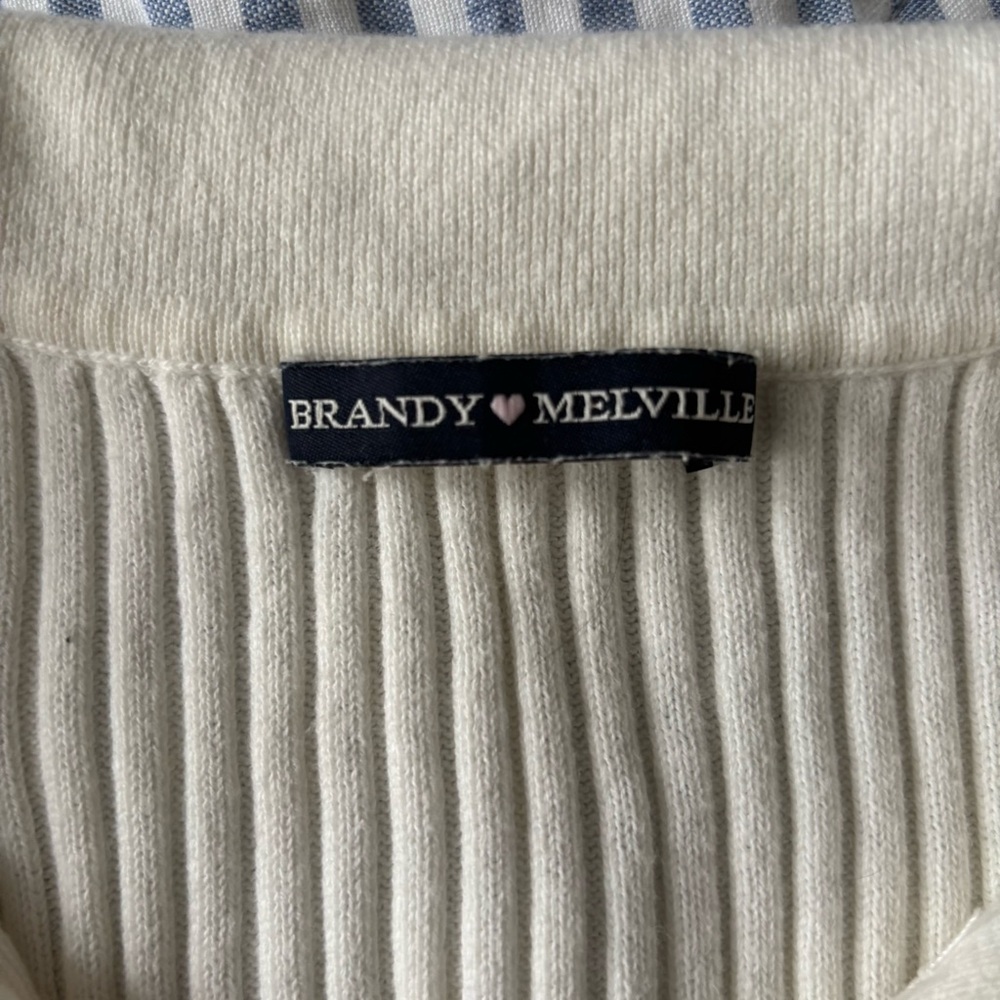 Cream Ribbed Cropped Polo - Picture 3 of 6